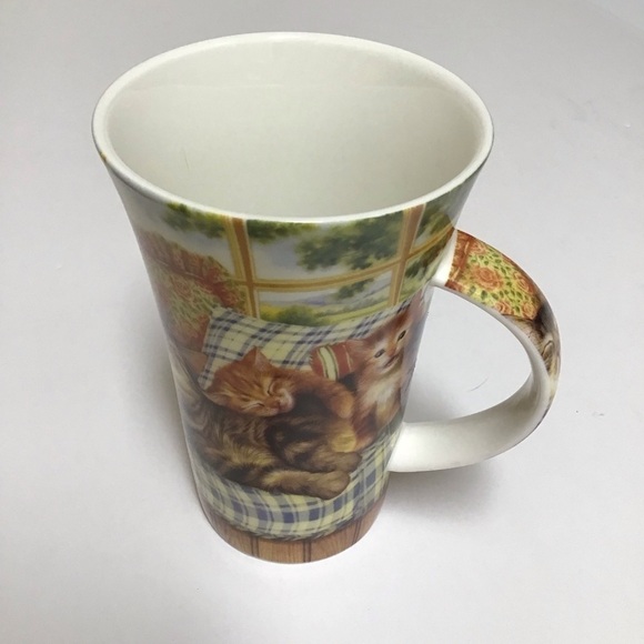 Cats Coffee Mug Porcelain Sleepy Kittens Tea Cup 5 1/2” Tall Designer Cha Cult - Picture 12 of 15